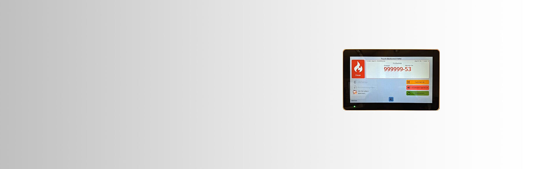 Touch-Bedienteil 5054 zeigt grafische Oberfläche für Meldergruppen-Anzeige